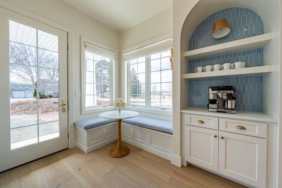 Breakfast nook with a built-in coffee station
